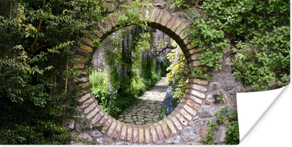 Poster Bos - Stenen - Doorkijk - Pad - 150x75 cm