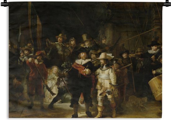 Wandkleed - Wanddoek - De Nachtwacht - Kunst - Oude meesters - Rembrandt - 120x90 cm - Wandtapijt