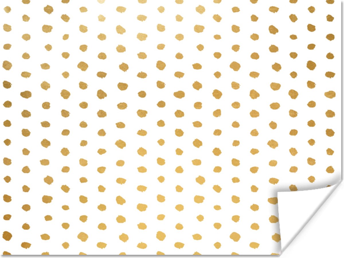 Poster Goud - Wit - Stippen - Patronen - 80x60 cm
