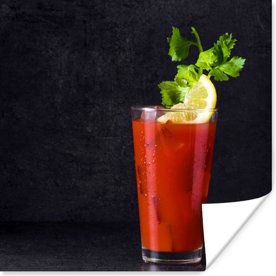 Affiche Boisson - Glas - Bloody Mary - Rouge - 100x100 cm XXL