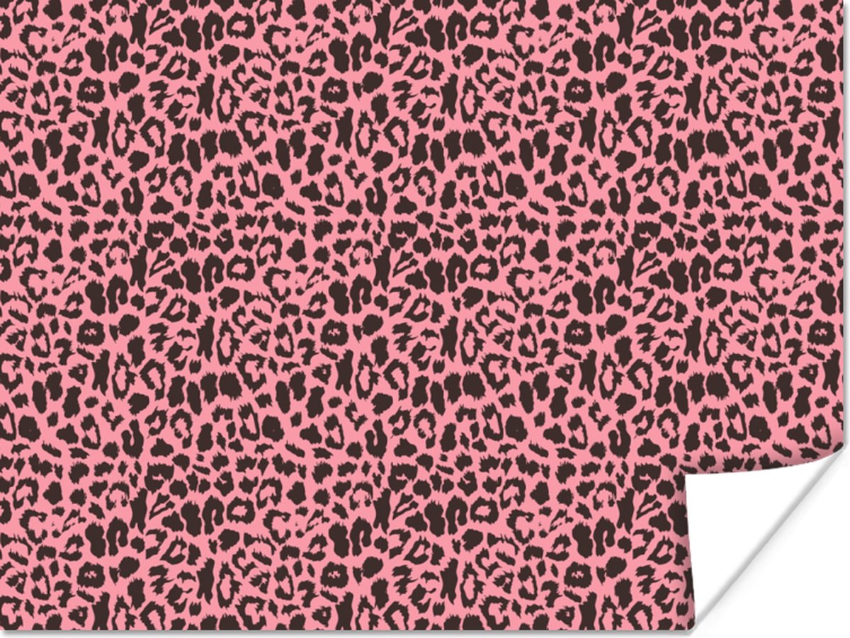 Poster Dierenprint - Roze - Panter - 80x60 cm