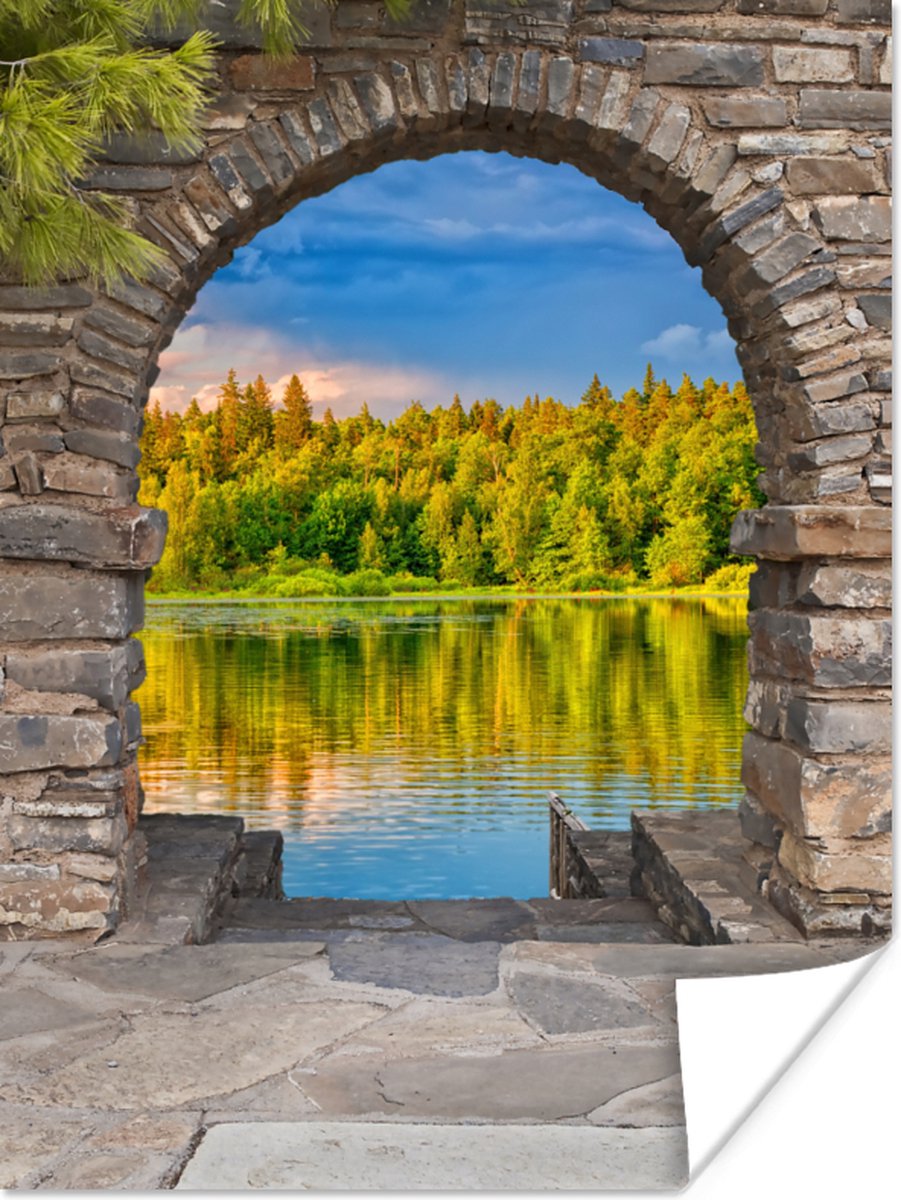 Poster Bomen - Bos - Water - Doorkijk - 30x40 cm