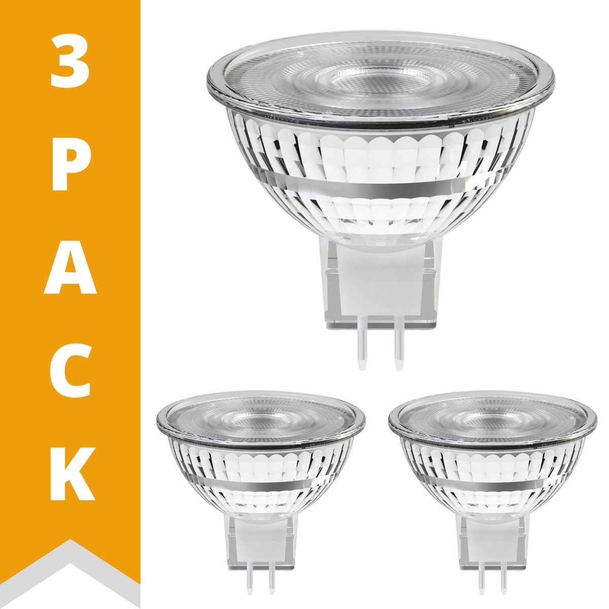 ProLong LED Spots met GU5.3 steekvoetfitting - 5W vervangt 35W - Warm wit - 3 Spotjes