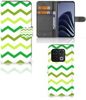 Telefoonhoesje OnePlus 10 Pro Flip Case Zigzag Groen