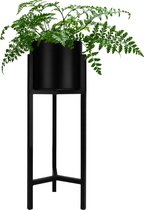 QUVIO Plantenstandaard binnen - Inclusief pot - Staande plantenbak - Metaal - Bloempot - 22 x 22 x 60 cm - Zwart