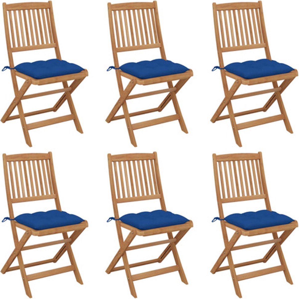 vidaXL - Tuinstoelen - 6 - st - inklapbaar - met - kussens - massief - acaciahout
