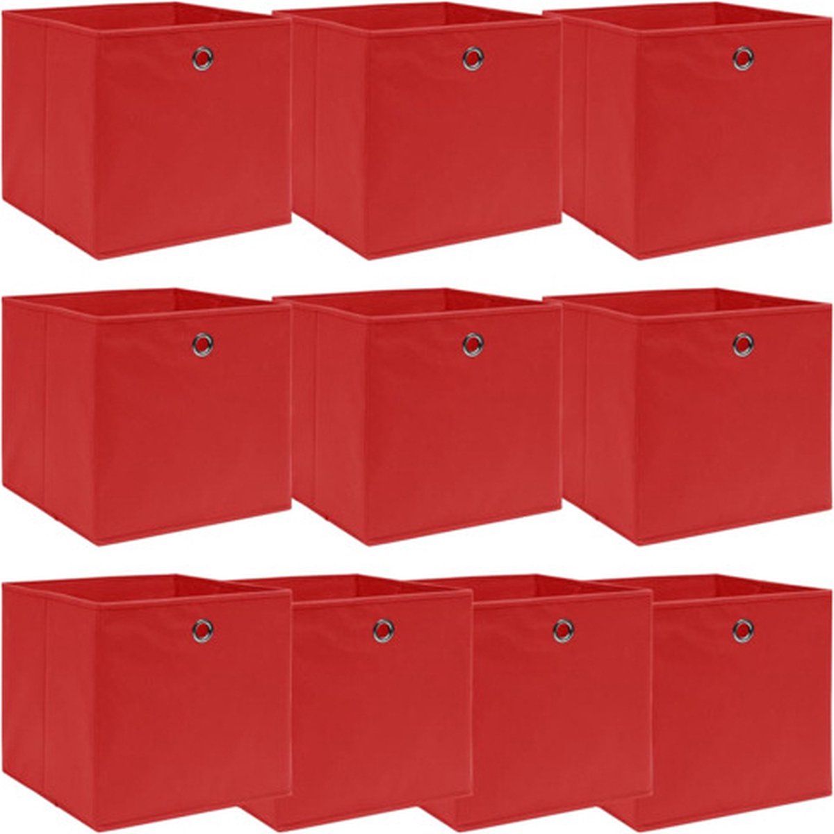 vidaXL - Opbergboxen - 10 - st - 32x32x32 - cm - stof - rood