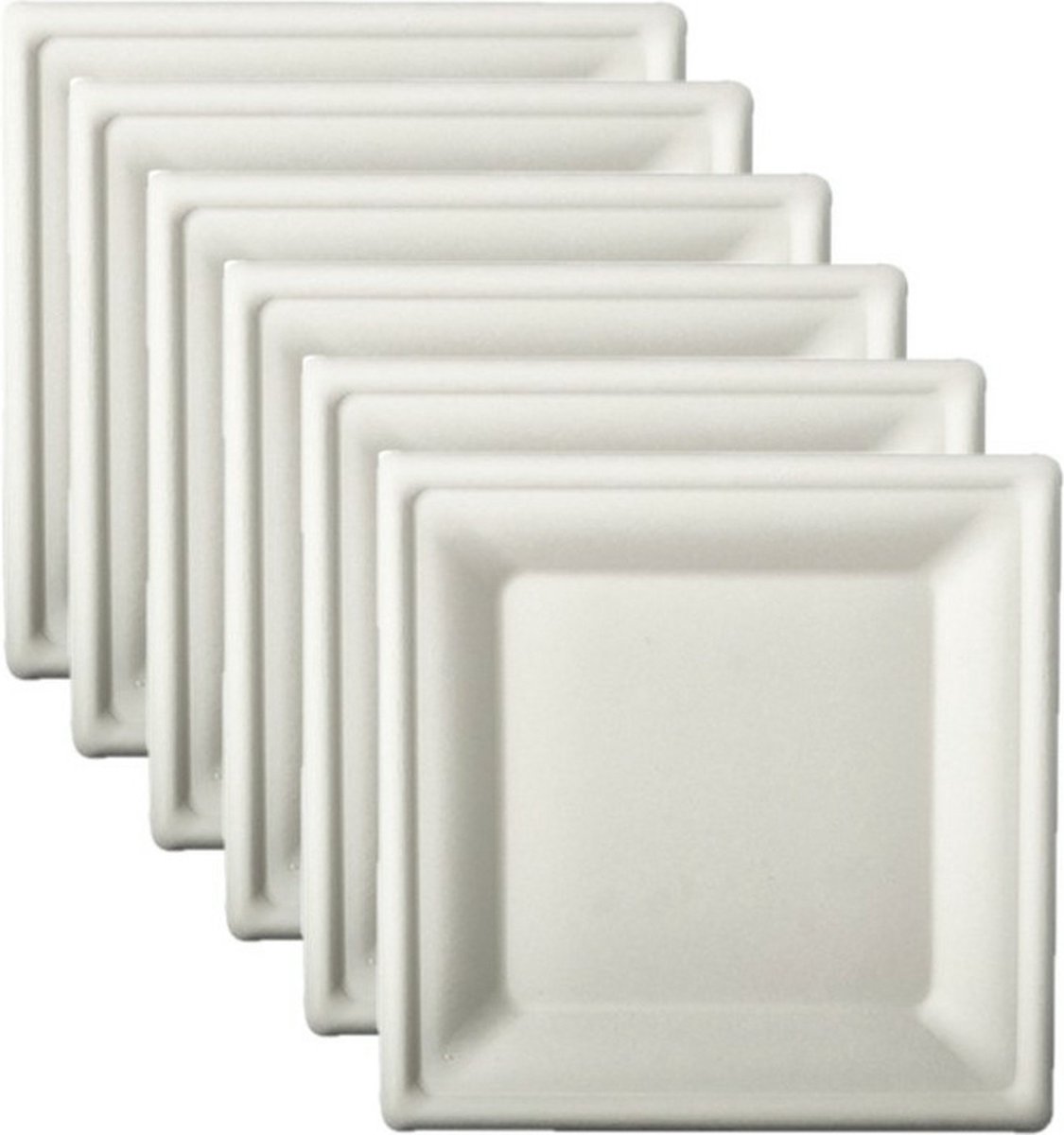 48x stuks witte suikerriet lunchbordjes 20 cm biologisch afbreekbaar - Wegwerp bbq/verjaardag bordjes