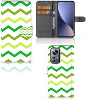 Telefoonhoesje Xiaomi 12 Pro Flip Case Zigzag Groen
