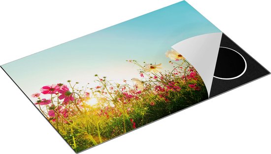 Chefcare Inductie Beschermer Kosmos Bloemenveld met een Opkomende Zon - 80x52 cm - Afdekplaat Inductie - Kookplaat Beschermer - Inductie Mat