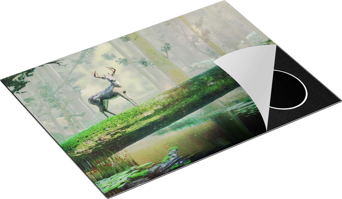 Chefcare Inductie Beschermer Hert in het Bos op een Boom - 70x55 cm - Afdekplaat Inductie - Kookplaat Beschermer - Inductie Mat