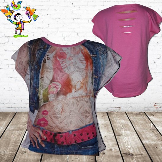 T-shirt femme rose - s&C-110/116-t-shirts filles