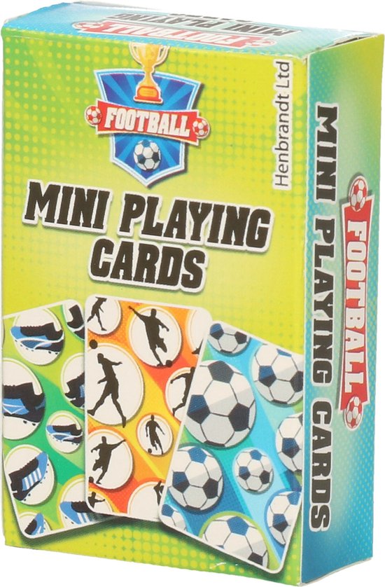 Afbeelding van het spel Mini voetbal thema speelkaarten 6 x 4 cm in doosje van karton - Handig formaatje kleine kaartspelletjes