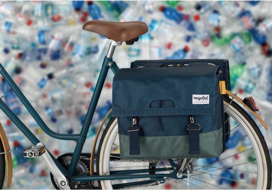 Gerecyclede dubbele fietstas Urban Proof 40 liter - blauw/groen van Urban Proof — afbeelding 4