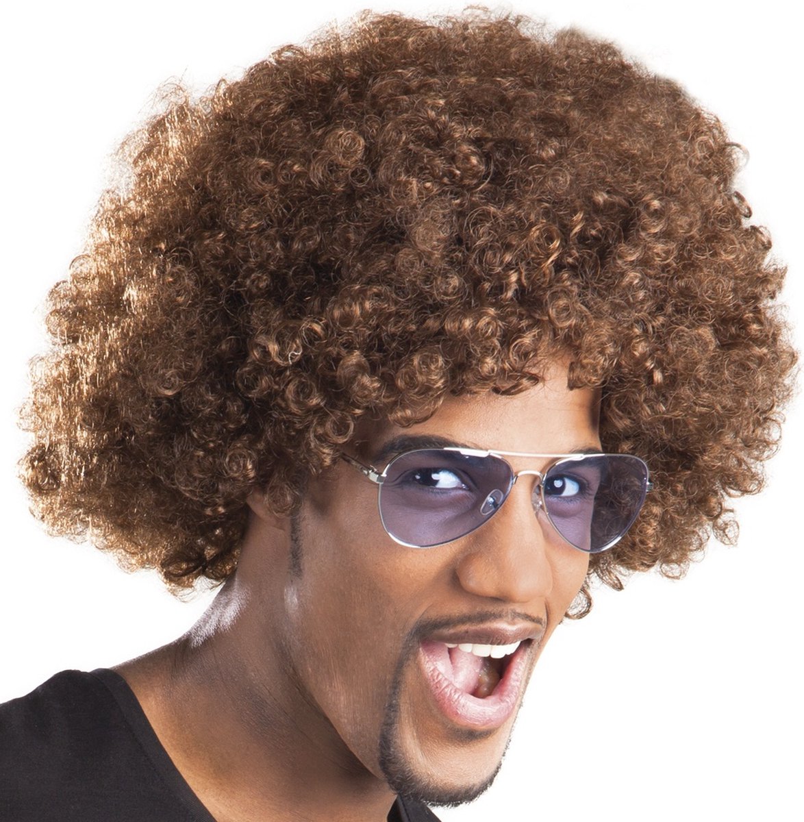 Boland - Pruik Groove bruin Bruin - Afro - Kort - Unisex - Danser/danseres - 70's, 80's & 90's - Disco — afbeelding 11