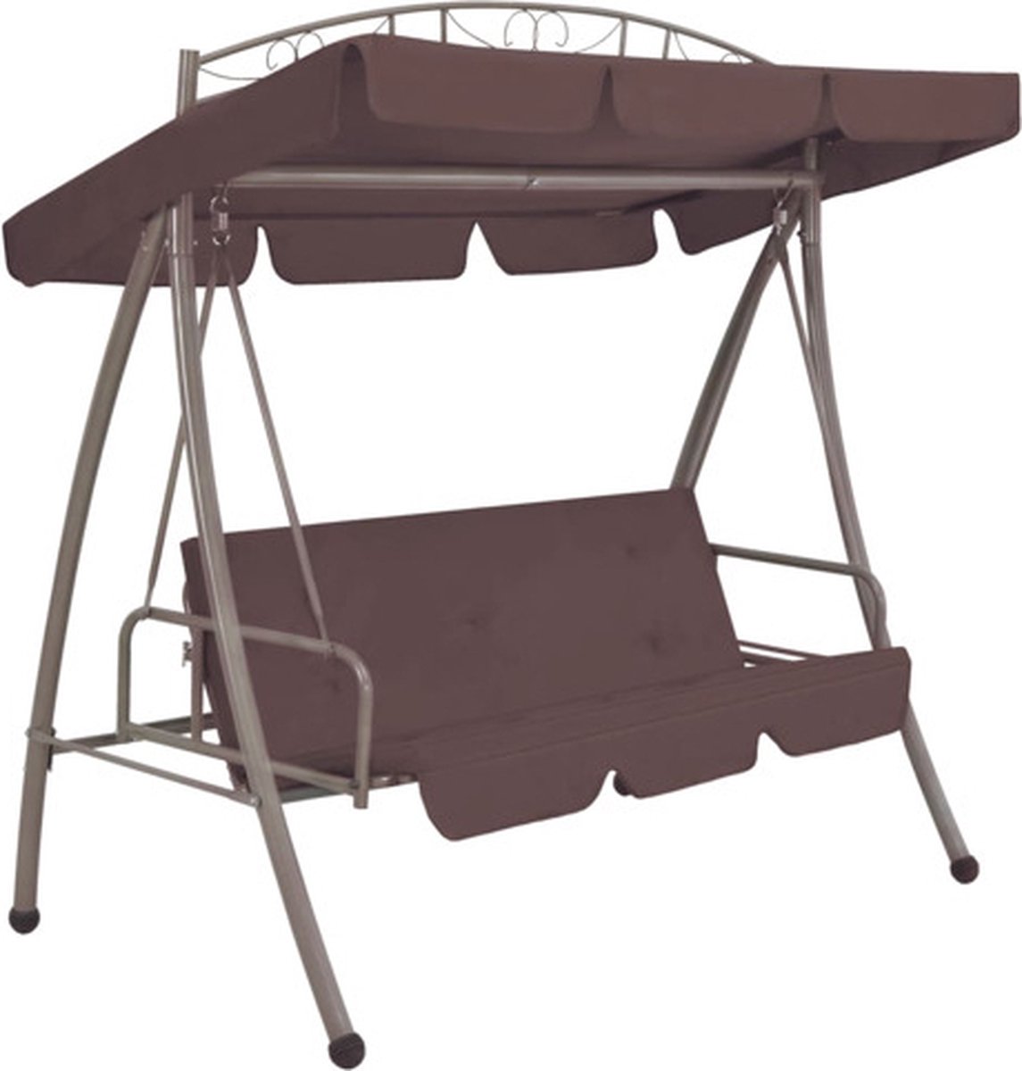 VidaXL schommelbank + luifel converteerbaar koffiekleur 198x120x205cm