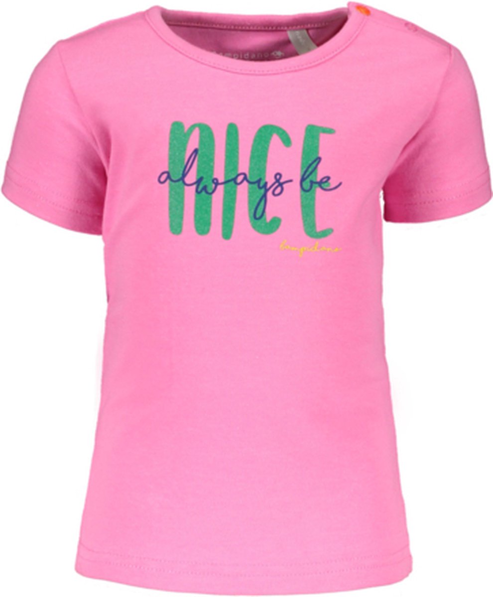 Bampidano-Baby Girls short sleeve T-shirt Ella plain with print SUMMER-Neon Pink