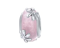 Lente bloem glas bedel | bedels voor armband | glasbedel bead | Zilverana | geschikt voor alle bekende merken | 925 zilver | moederdag