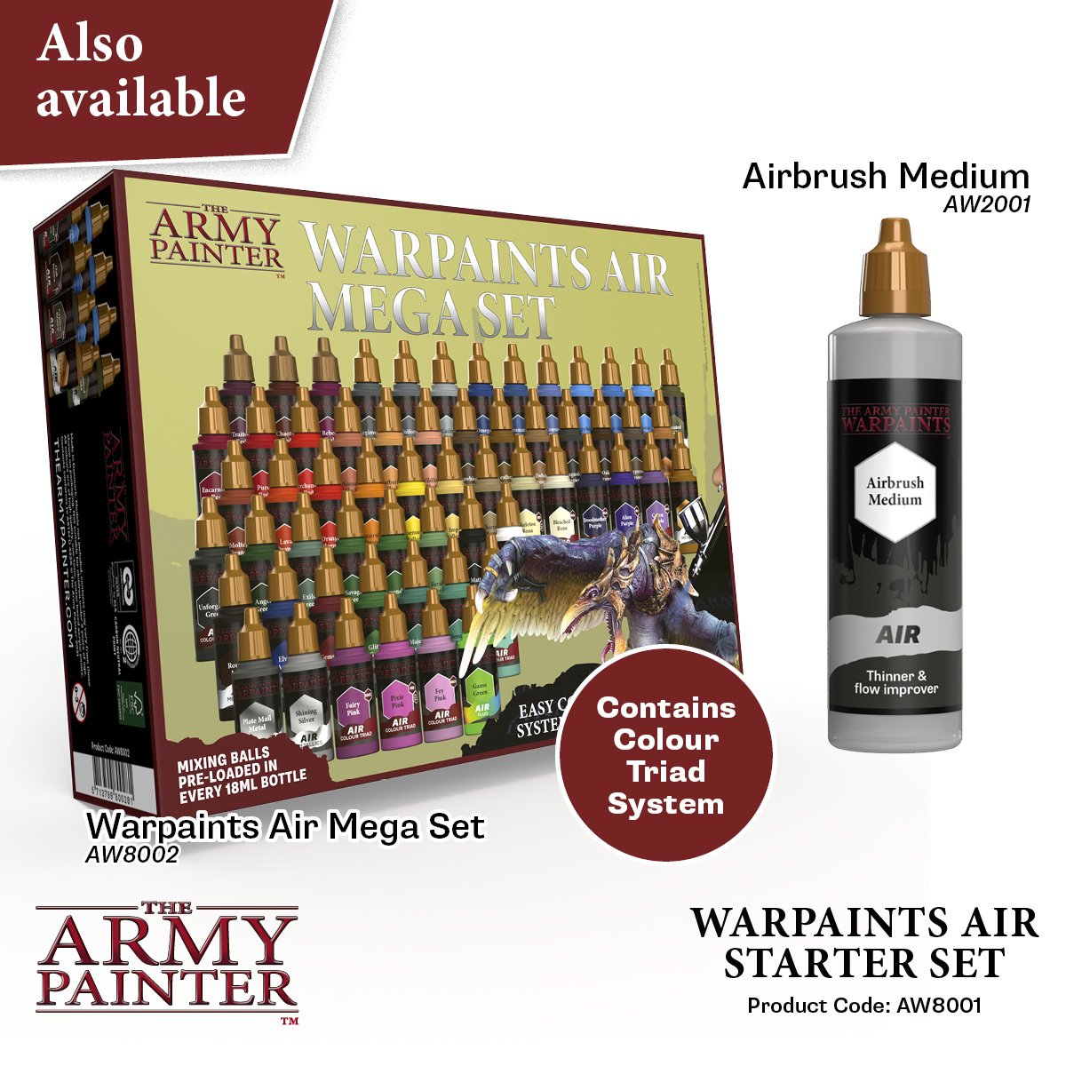 The Army Painter Warpaints Air Starter Set, 12 Warpaints in 18 ml druppelflessen (inclusief 1 metallic, 1 grijze 100 ml primer), acrylverf niet-giftige airbrushverf op waterbasis Acrylverfset — afbeelding 4