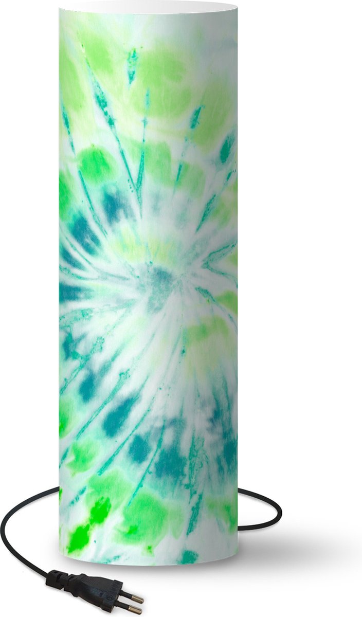 Lamp - Nachtlampje - Tafellamp slaapkamer - Tie dye - Spiraal - Hippie - 70 cm hoog - Ø22.3 cm - Inclusief LED lamp