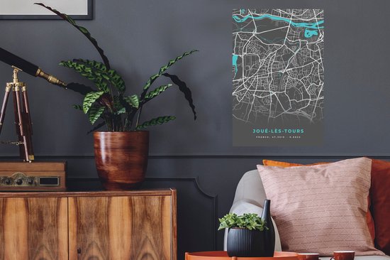 Stickers Stickers muraux - Joué-lès-Tours - France - Carte - Carte - Plan de ville - 40x60 cm - Film adhésif
