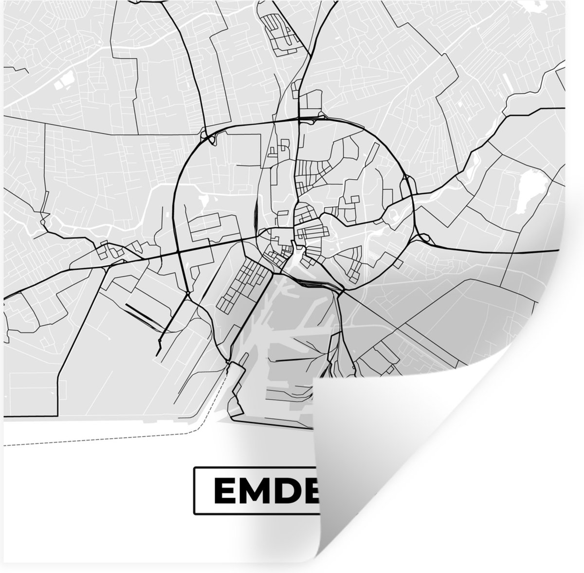 Muurstickers - Kaart - Plattegrond - Duitsland - Emden - Stadskaart ...