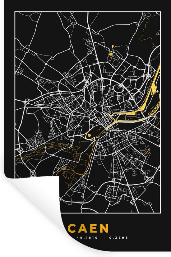 Stickers Stickers muraux - Plan de ville - Caen - Carte - Carte - France - 40x60 cm - Film adhésif