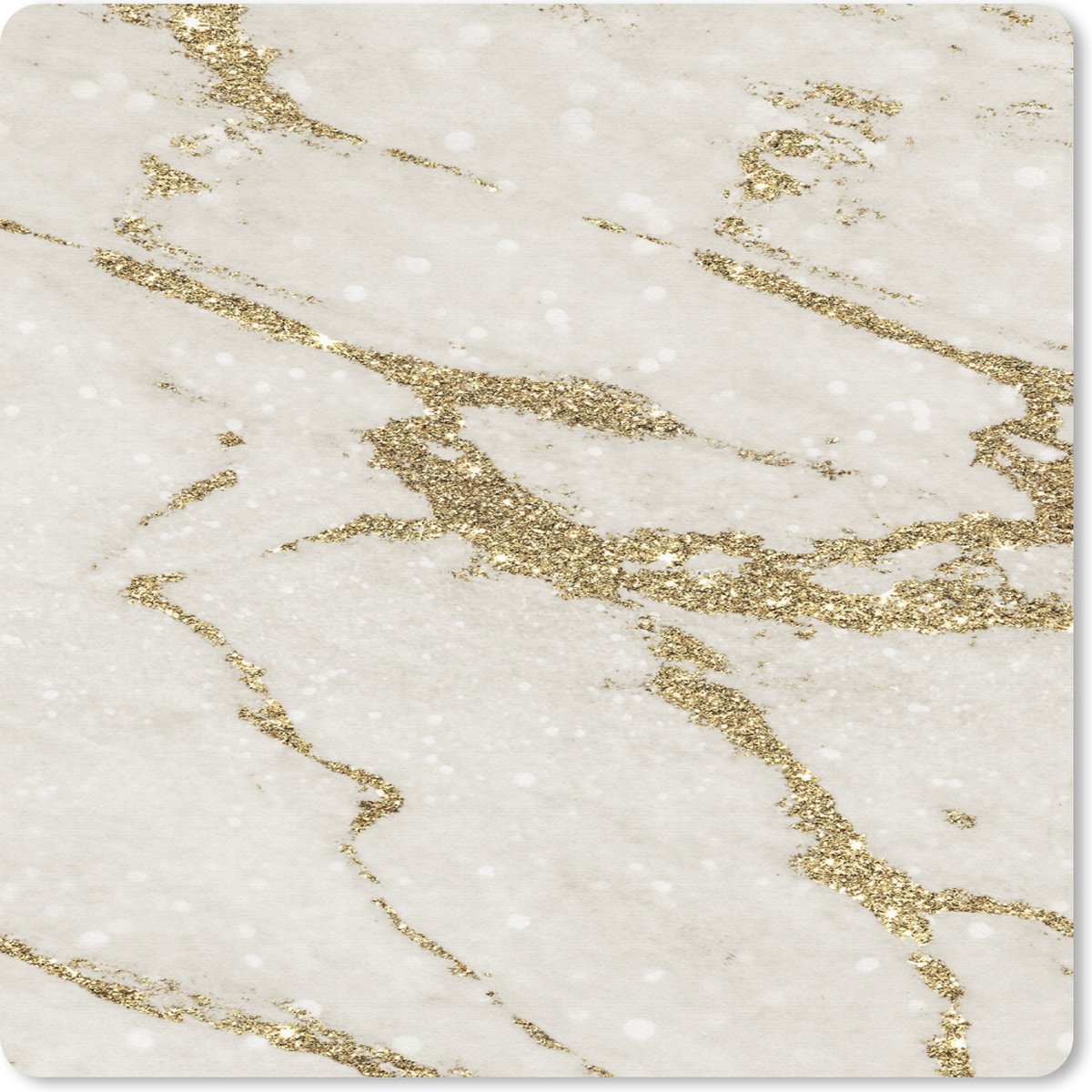 Muismat 20x20 cm - Mousepad Marmer - Beige - Goud - Muismatten