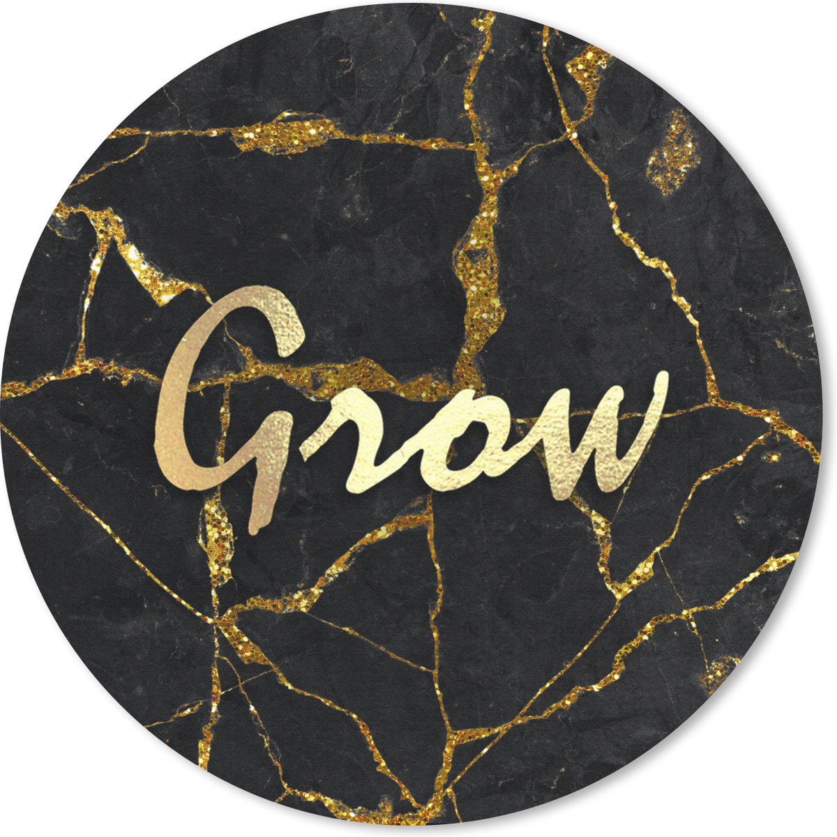 Muismat rond 30x30 cm - Mousepad Quote - Groei - Goud - Marmer print - Ronde muismatten