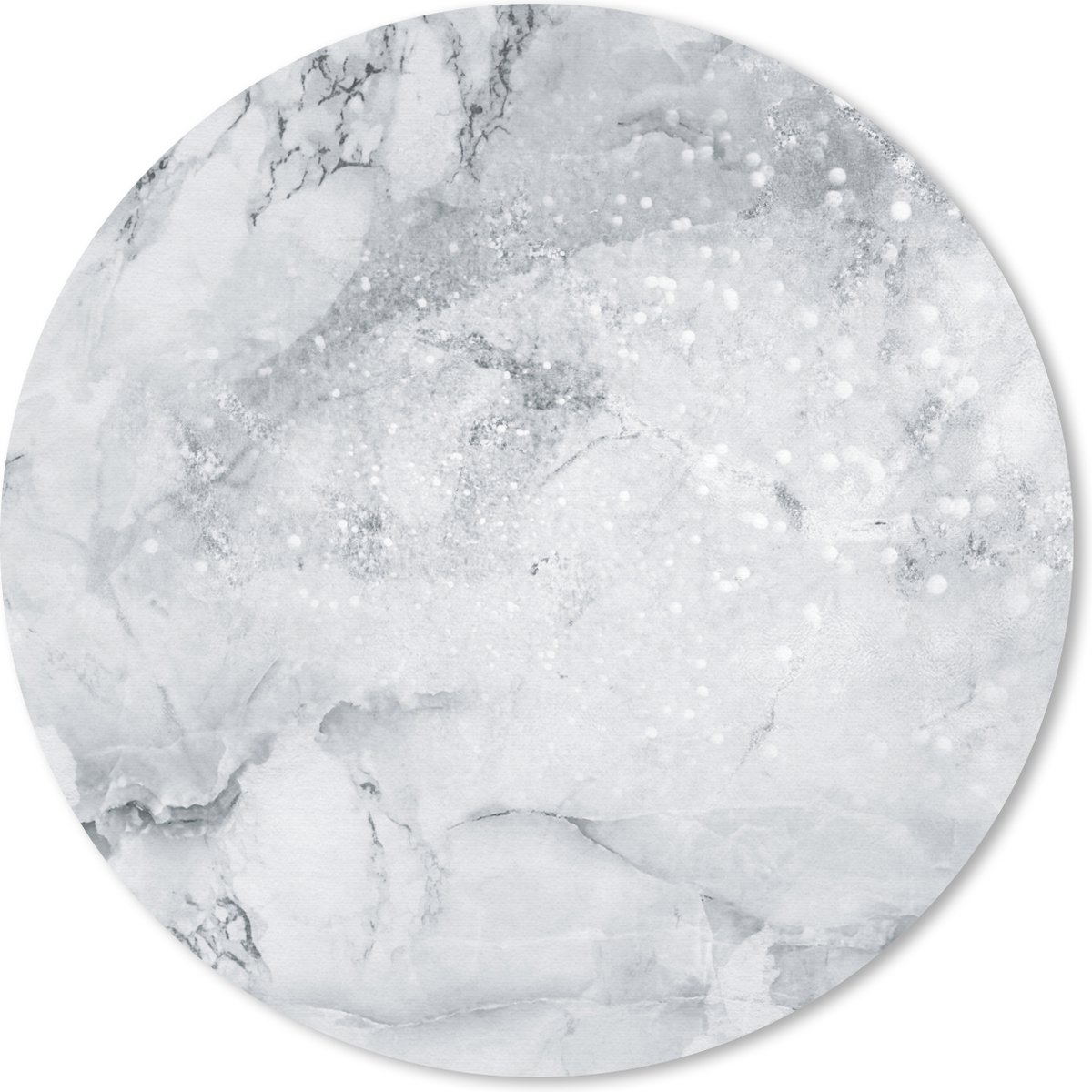 Muismat rond 50x50 cm - Mousepad Marmer - Glitter - Grijs - Ronde muismatten