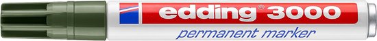 Groene Edding 3000 permanente marker met witte huls en rode details.