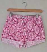 Short meisjes - korte broek - hotpants - katoen - met zakken - roze/rood/wit - maat 158