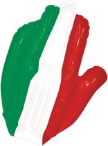 Opblaasbare supporters hand Italie 50 cm - opblaasfiguur Italiaanse vlag feestartikelen