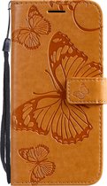 Mobigear Telefoonhoesje geschikt voor Realme 8 Hoesje | Mobigear Butterfly Bookcase Portemonnee | Pasjeshouder voor 2 Pasjes | Telefoonhoesje voor Pinpas / OV Kaart / Rijbewijs - Cognac