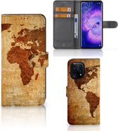 Telefoonhoesje OPPO Find X5 Wallet Bookcase Wereldkaart