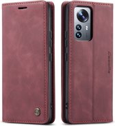 CaseMe - Hoesje geschikt voor Xiaomi 12 Pro - Wallet Book Case - Magneetsluiting - Rood