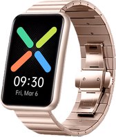 Stalen Smartwatch bandje - Geschikt voor Oppo Watch Free metalen bandje - rosé goud - Strap-it Horlogeband / Polsband / Armband - Watch Free