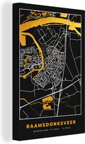 Peinture sur toile Carte - Carte - Or - Plan de la ville - Raamsdonksveer - 20x30 cm - Décoration murale