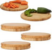 Relaxdays 8x ontbijtplank - 30 cm diameter- snijplank bamboe serveerplank - keukenplank