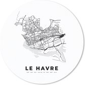 Muismat - Mousepad - Rond - Le Havre – Plattegrond - Zwart Wit – Stadskaart – Kaart - 30x30 cm - Ronde muismat