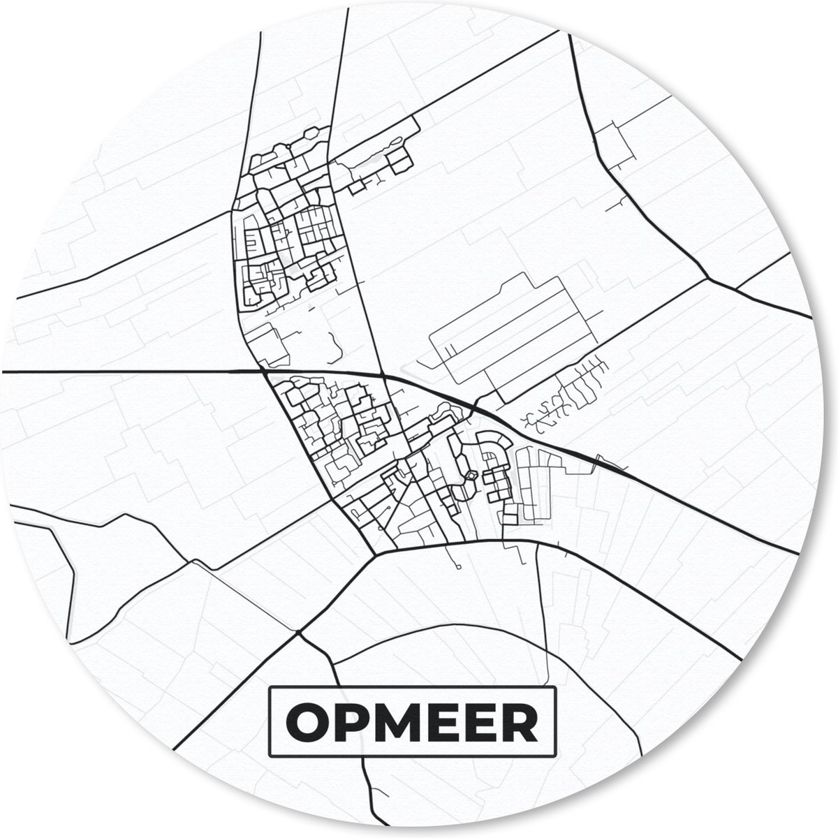 Muismat rond 40x40 cm - Mousepad Plattegrond - Opmeer - Kaart - Stadskaart - Ronde muismatten - Stadskaart