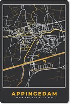 Muismat - Mousepad - Appingedam - Stadskaart - Plattegrond - Kaart - Black and Gold - 18x27 cm - Muismatten