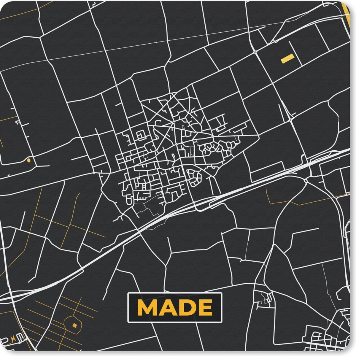Muismat 30x30 cm - Mousepad Made - Black en gold - Plattegrond - Kaart - Stadskaart - Muismatten - Stadskaart