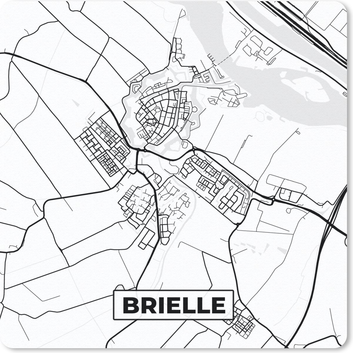 Muismat 20x20 cm - Mousepad Plattegrond - Brielle - Kaart - Stadskaart - Muismatten - Stadskaart