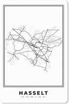 Muismat - Mousepad - België – Hasselt – Stadskaart – Kaart – Zwart Wit – Plattegrond - 18x27 cm - Muismatten