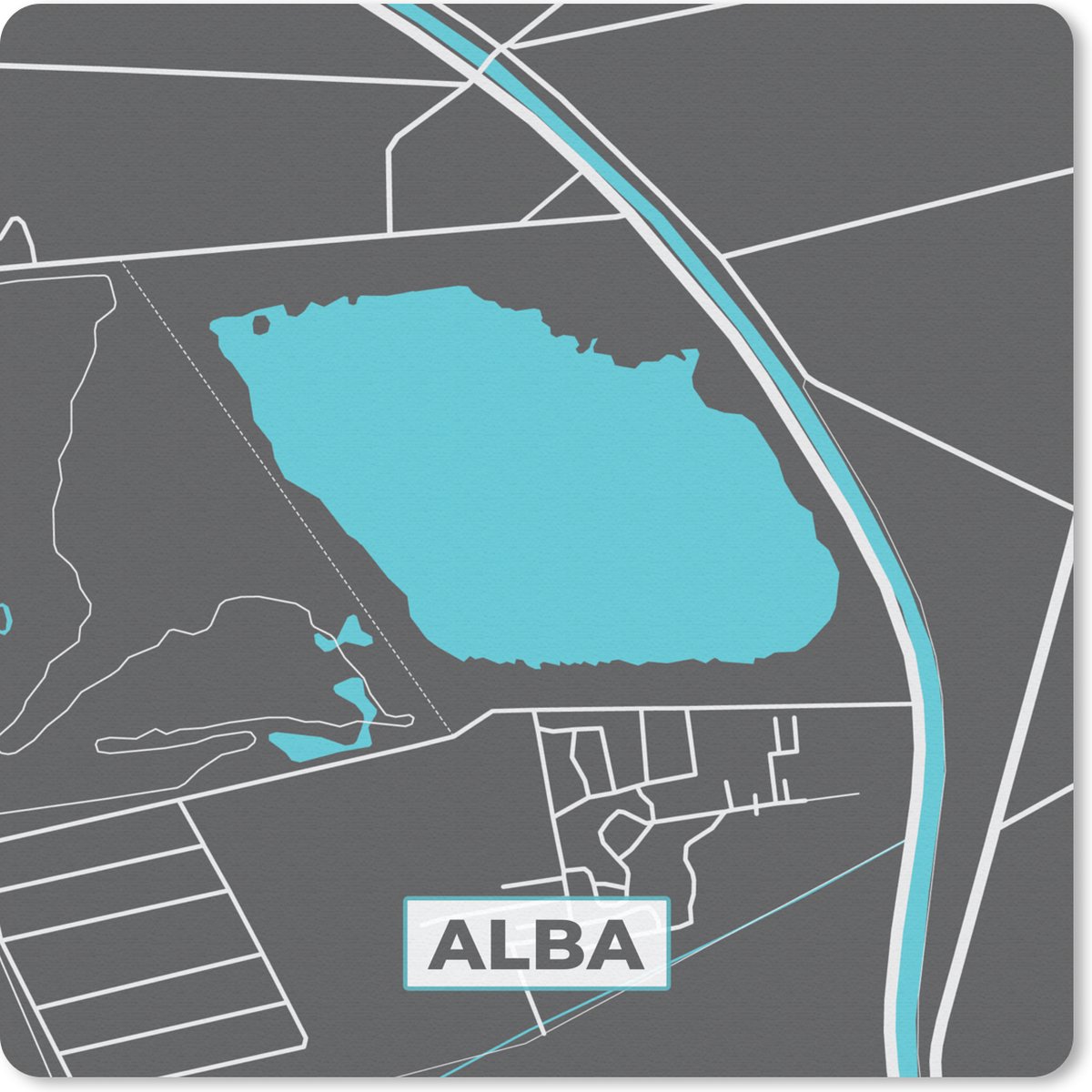Muismat 30x30 cm - Mousepad Nederland - Kaart - Albameer - Plattegrond - Stadskaart - Muismatten - Stadskaart