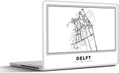 Laptop sticker - 15.6 inch - Plattegrond – Delft – Zwart Wit – Stadskaart - Nederland - Kaart - 36x27,5cm - Laptopstickers - Laptop skin - Cover