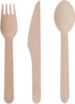 Houten wegwerp party/bbq bestek sets voor 120x personen messen/vorken/lepels van 16 cm