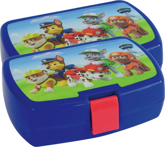 2x stuks kunststof broodtrommels/lunchboxen Paw Patrol 16 x 11 cm – Stevige lunchtrommels voor naar school