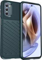Mobigear Hoesje geschikt voor Motorola Moto G31 Telefoonhoesje Flexibel TPU | Mobigear Groove Backcover | Moto G31 Case | Back Cover - Groen